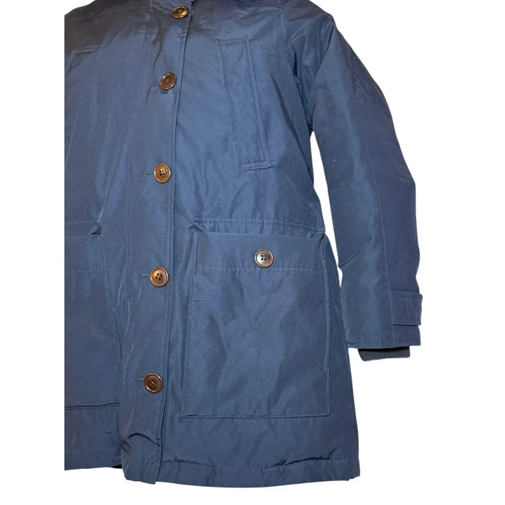 J Crew Nordic Down‎ Parka Navy Blue Hood Sherpa Lined Full Zip Mens S Thinsulate